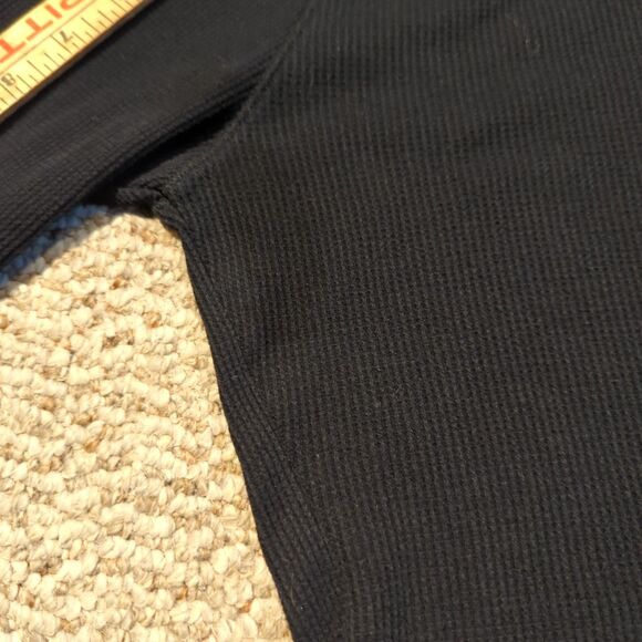Old Navy Shirt Top Waffle Thermal Medium Black Long Sleeve Crewneck Stretch - Picture 4 of 9